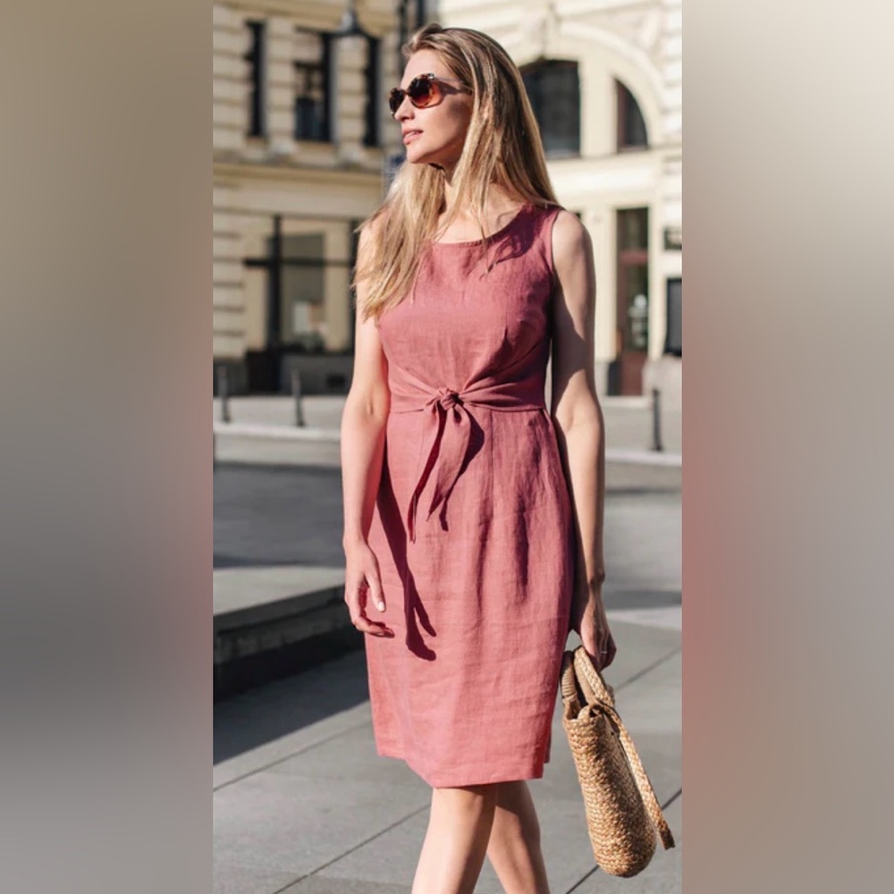 Magic Linen TIE-FRONT LINEN DRESS EDEN Size Medium